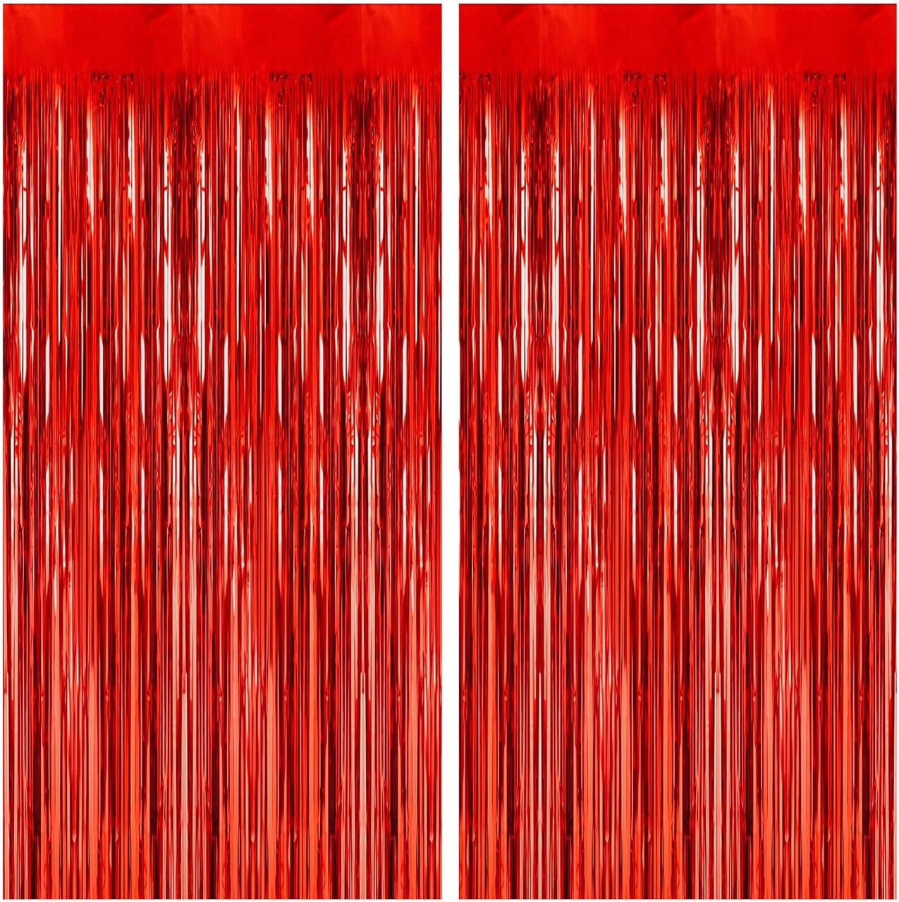 2 Pack 3.2ft x 8.2ft Red Foil Fringe Curtains Party Photo Backdrop Party Streamers for Birthday,Graduation,New Year Eve Decorations Wedding Decor